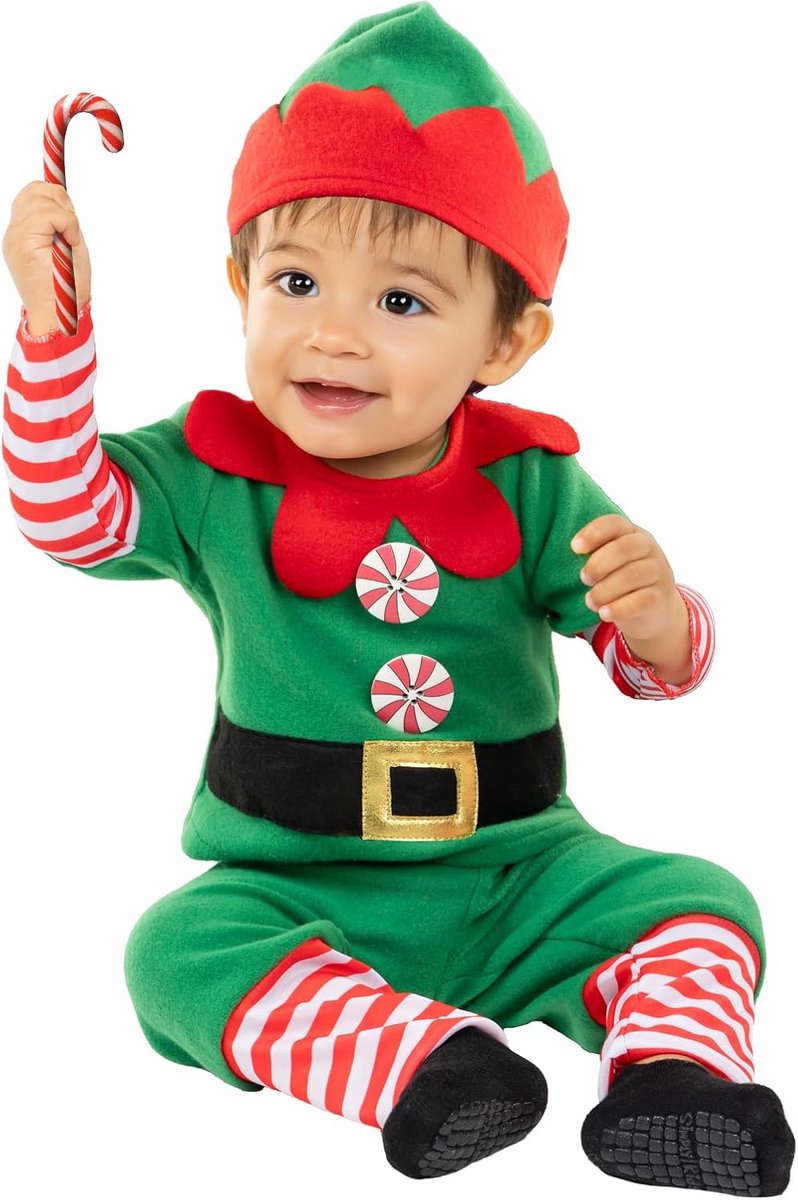 | Elven kostuum voor baby Kerst Elf, Kerst, Elfen - Kostuum voor Kinderen, Accessoire verkleedkleding en rekwisieten voor Halloween, carnaval & feesten - Groen
