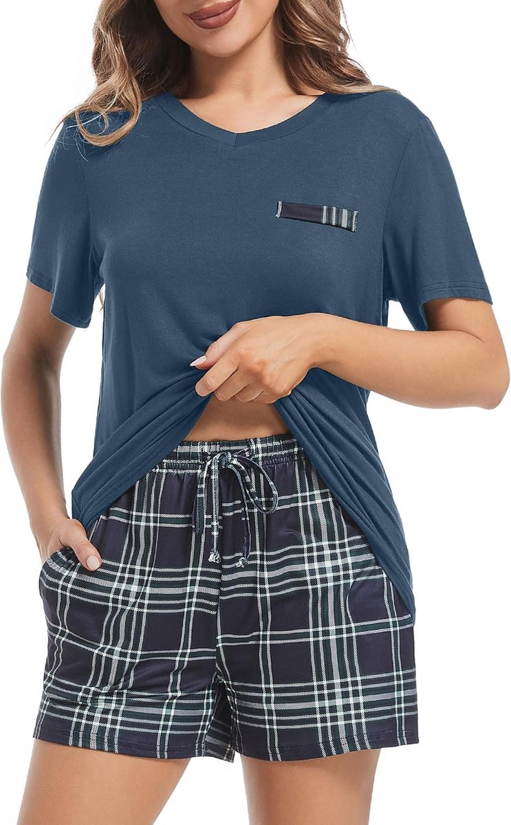 Pyjama dames korte pyjama dames zomer tweedelig dames katoen set slaapshirt dames korte mouwen shorty