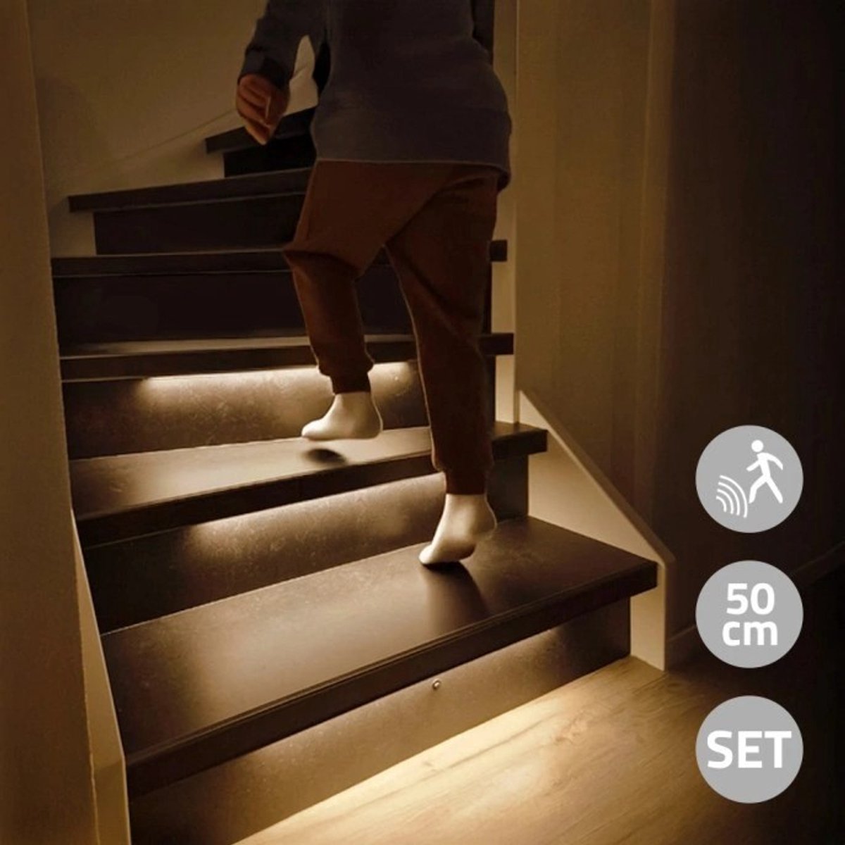 Trapverlichting led met bewegingssensor - 15 Treden - Trede voor trede verlichting - Helder Wit (4000K) - 50 cm - 12 lichtprogramma's - Dynamische trapverlichting