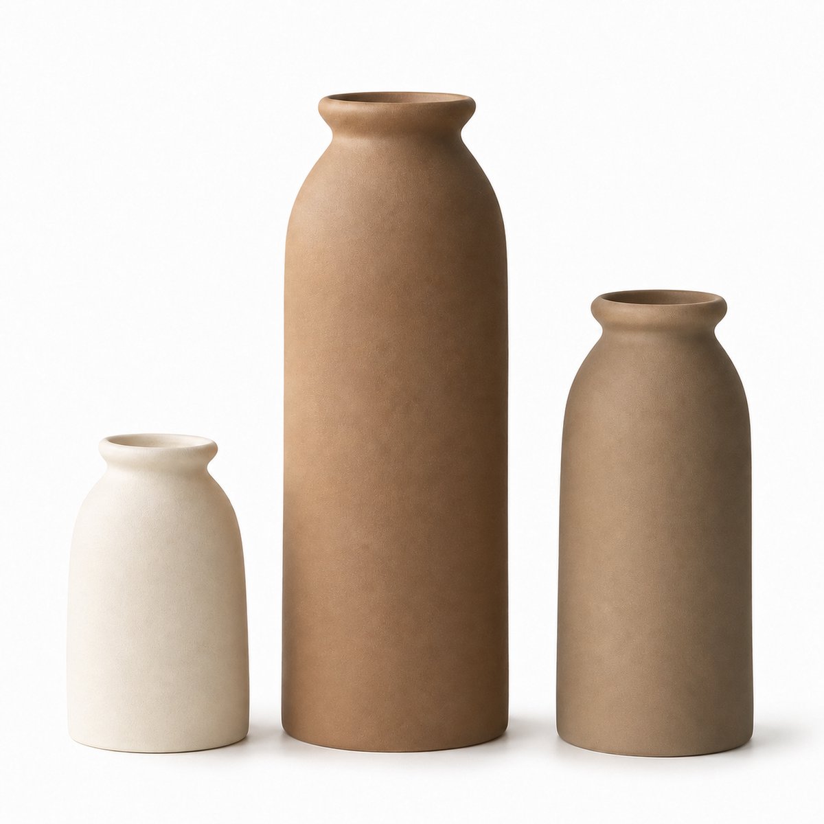Bpbypet Vaas - Herfst decoratie - Mini Stoneware - Set 3 Stuks - Decoratieve Woonaccessoires - Minimalistische Design - Matte Textuur - Voor Woonkamer,keuken,Boekenkast grijs