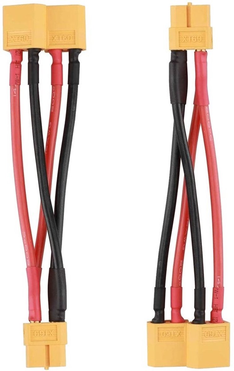 XT60 Parallelle Stekker 2 Mannelijk naar 1 Vrouwelijk Adapter Y-Splitter 10 cm 12 AWG Kabel