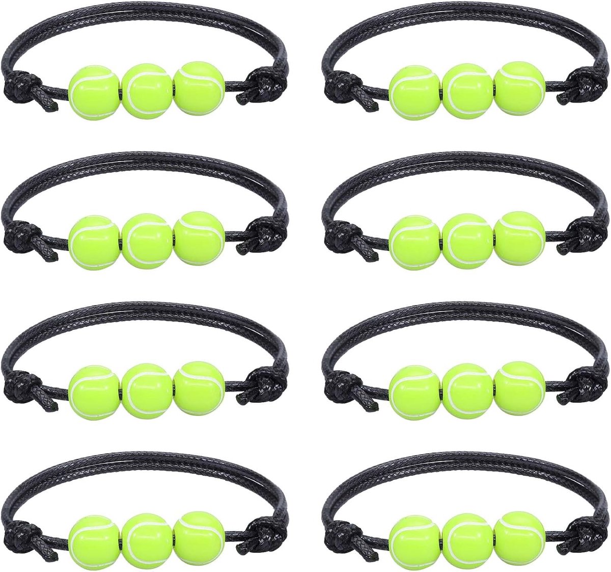 8 stuks tennisarmbanden, verstelbare tenniskralen, sportarmband, gevlochten koord voor tieners en volwassenen, outdoor cadeau