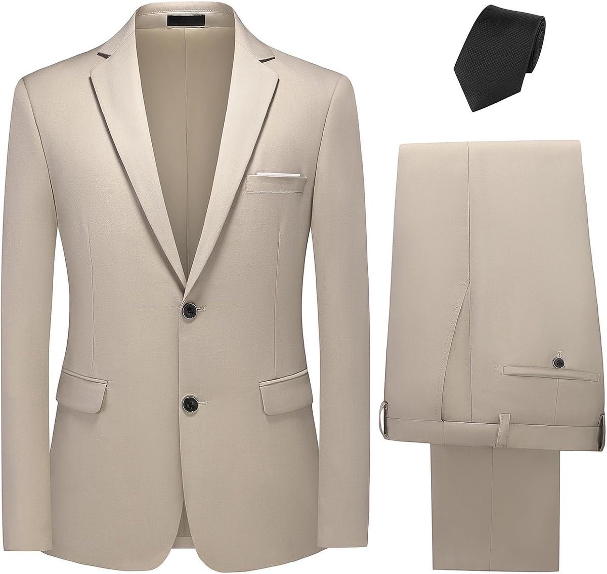 Pakken 2-delige klassieke twee knopen pak blazer broek set met zwarte stropdas
