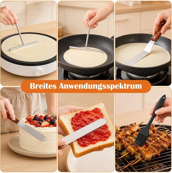Verdeler set 4-delig – roestvrij staal & hout, spatel & siliconen kwast — afbeelding 2