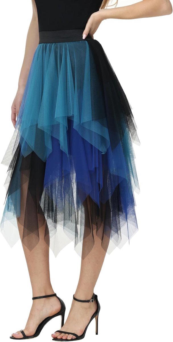 Tule rok asymmetrisch tule rok A-lijn midi rok puffy fee rok elegant zacht knielange gelaagde tutu rok