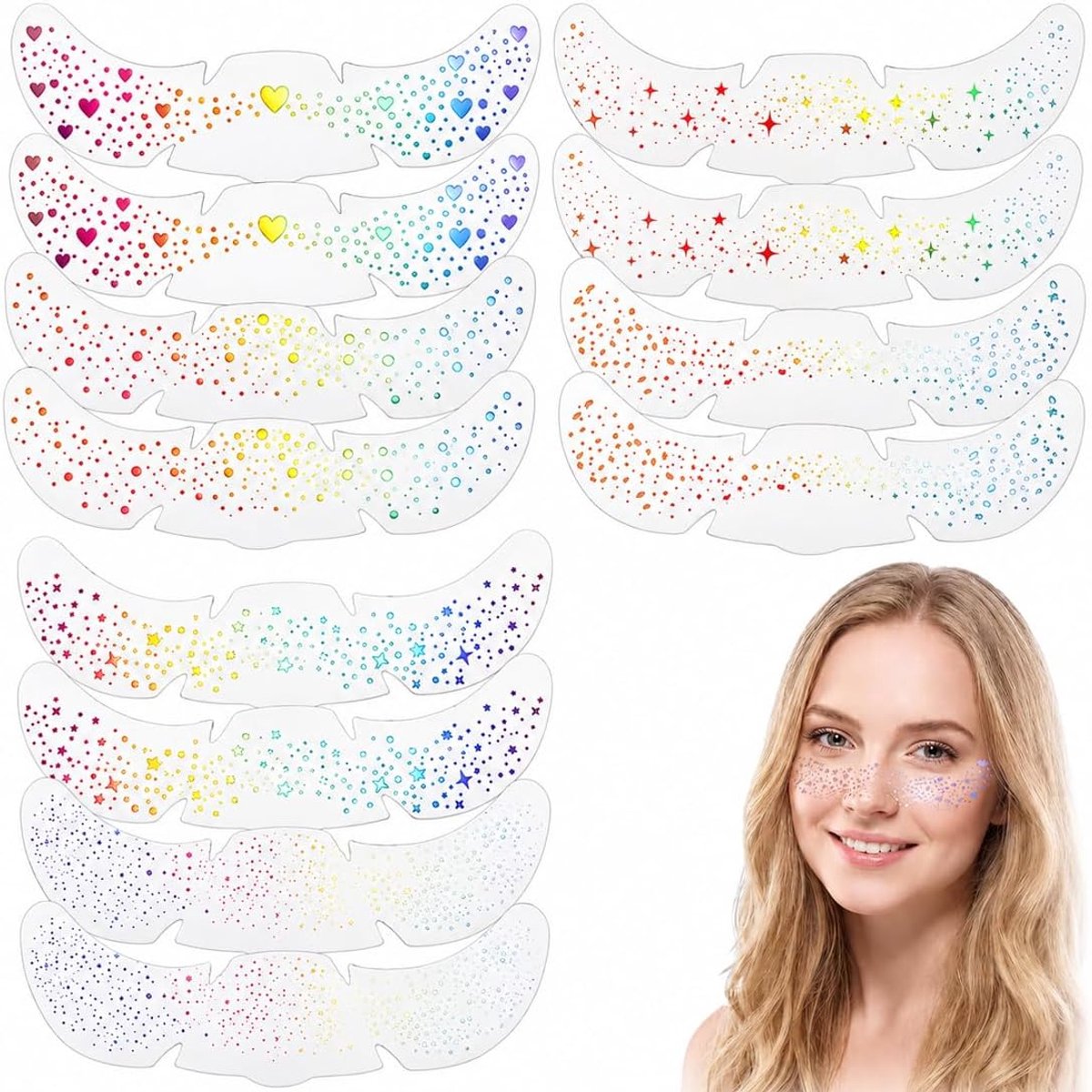 Tijdelijke Tatoeages voor Feest & Festival - Zelfklevende Gezichtsglitter voor Make-up