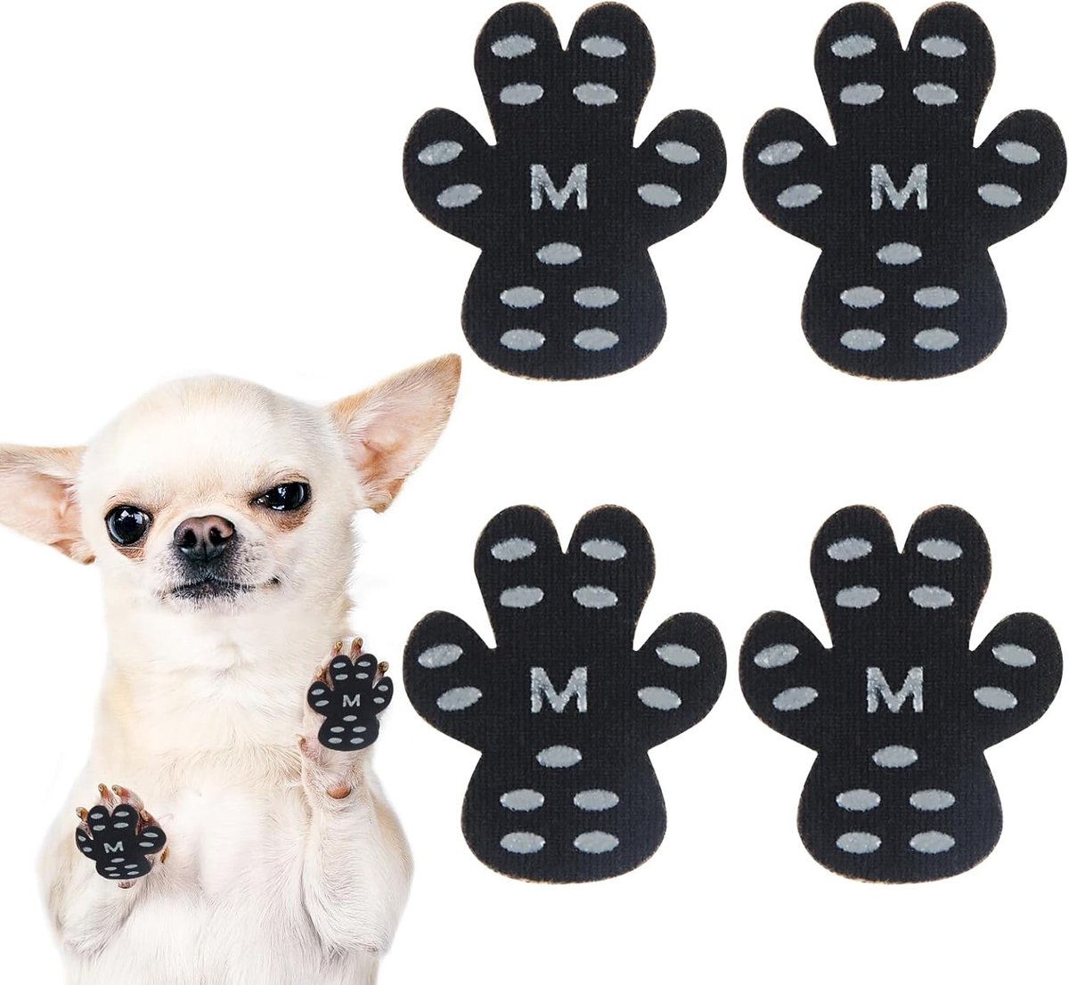 Hondenpootbeschermer, zelfklevend, 24 stuks hondenschoenen, antislipsokken voor honden, antislip tractie - pootverzorging en multifunctioneel (M)