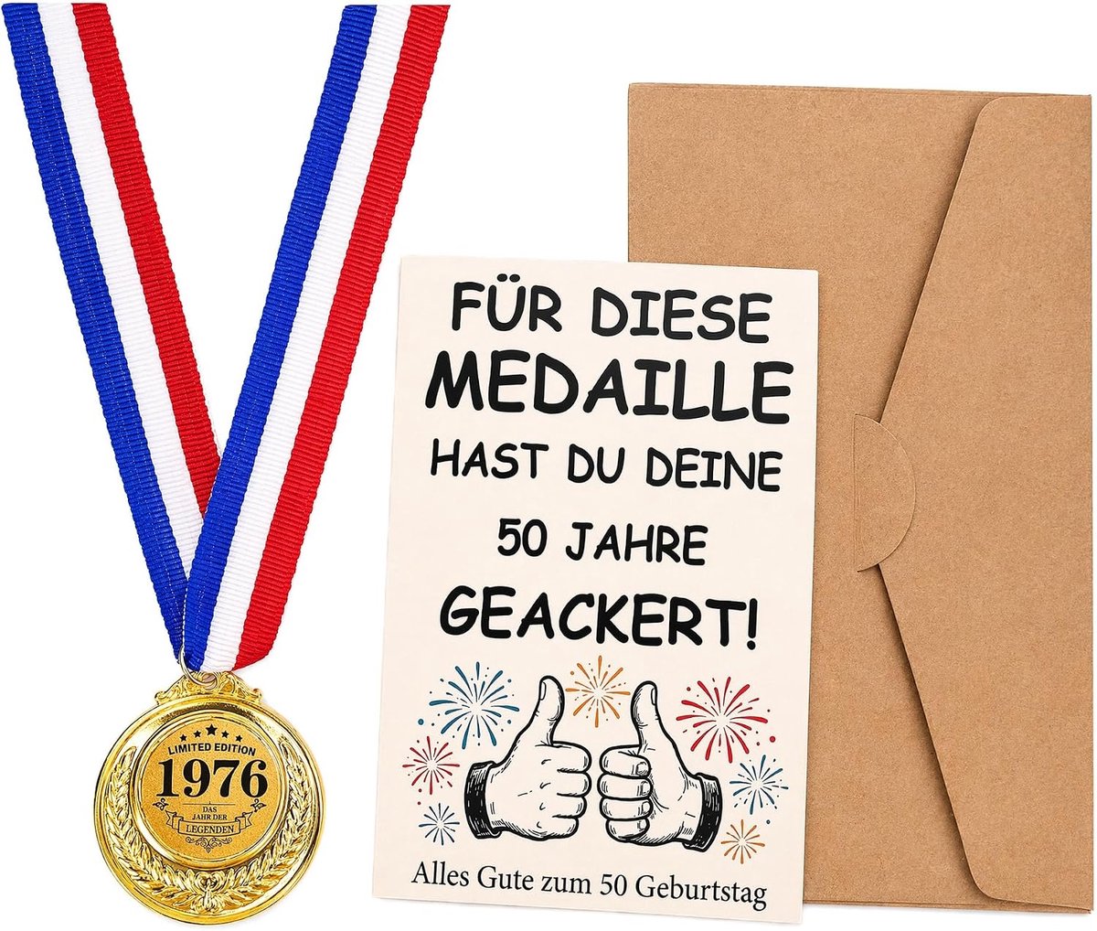 Pensioencadeau Voor Mannen En Vrouwen, Afscheidscadeau Bij Pensionering Met Medaille, Wenskaarten En Envelop, Afscheidscadeau Collega's, Verjaardagscadeaus (50e verjaardag)