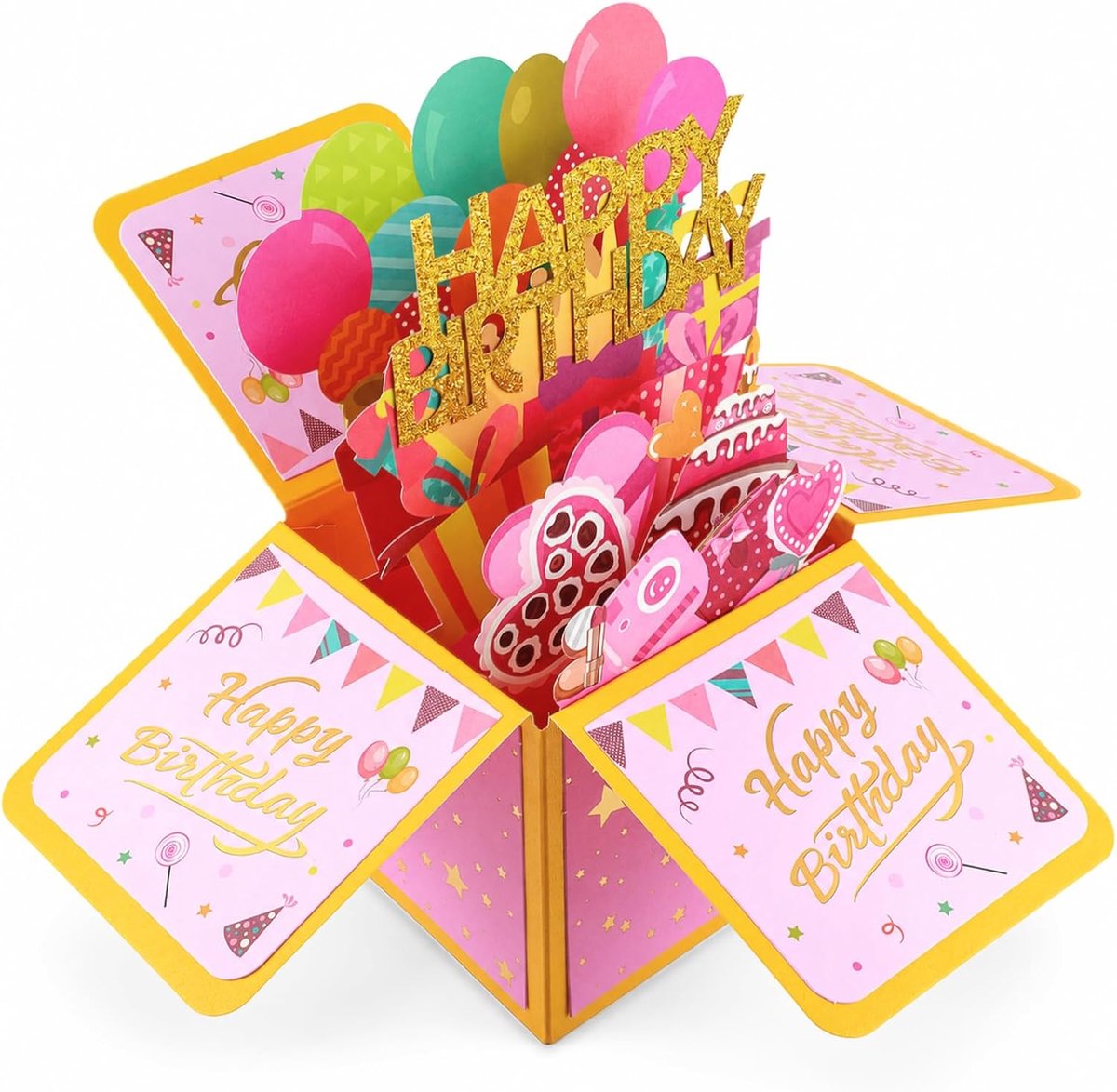 3D pop-up verjaardagskaart, roze goud handgemaakte wenskaart, blanco notitie, 3D geschenkdoos met envelop, uniek voor moeder, vrouw, dochter, oma, zus, vriend