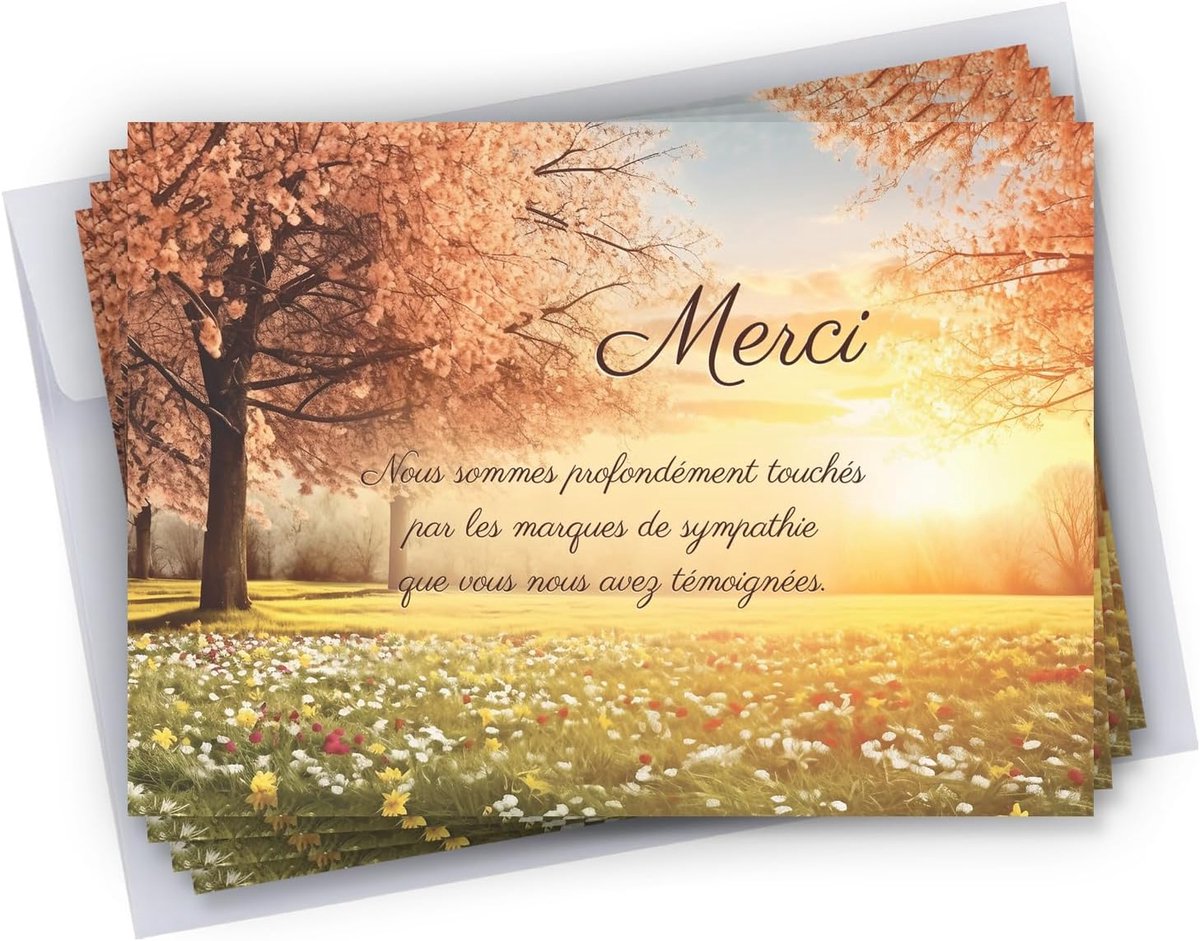 Parfait Set van 25 bedankkaarten voor overlijden + 25 zelfklevende enveloppen • visuele boom • formaat 10 x 15 cm