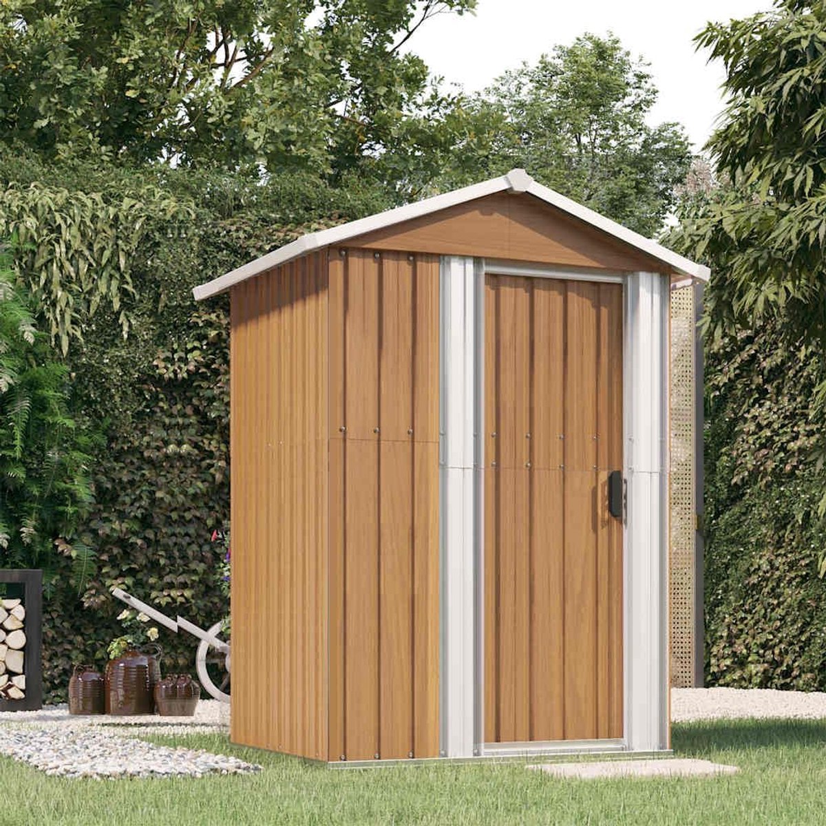 Tuinhuis bruin 126x97,5x177 cm verzinkt staal