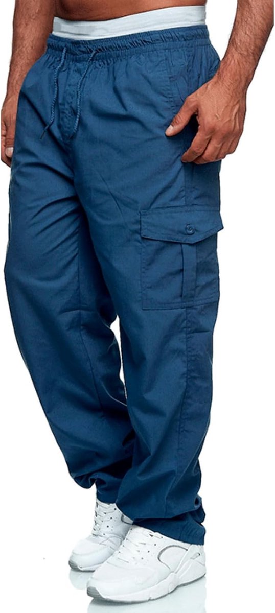 Cargobroek voor heren, gevechtswerk, casual joggingbroek, trainingsbroek met trekkoord en zakken