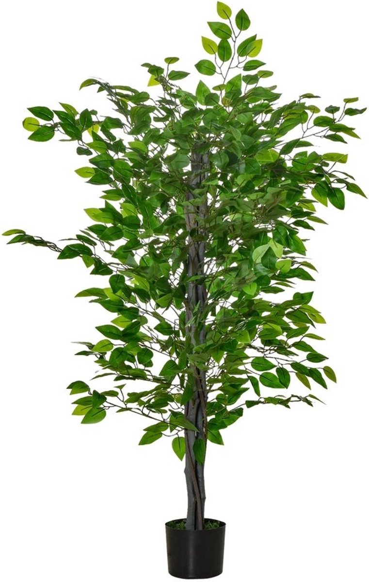 Homcom Kunstmatige Ficusplant — 135 cm — 756‑bladeren — groene‑pot — realistisch — decoratief