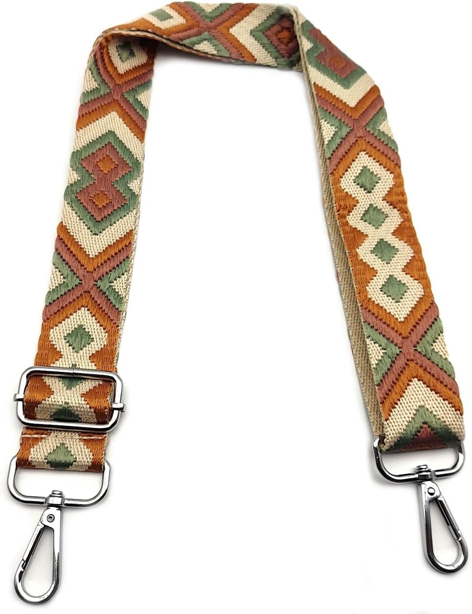 Schouderriem voor Tassen Verstelbare Tasriemen voor Schoudertassen, Schouderriem Tas met Zilver Gespen, Brede Tasriemen Vervanging 3.8cm voor Dames Crossbody, Handtassen, Groen-Roze-Bruin, #4