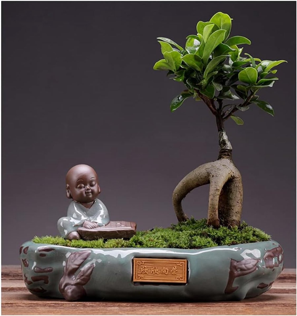 Kunstmatige Bonsai Tree Simulatie Tree Rode Sandelhout Banyan Tree Asperges Groene Planten Geschikt for Bureau Woonkamer Decoratie Kunstplant (Color : (Chess) Banyan Tree)