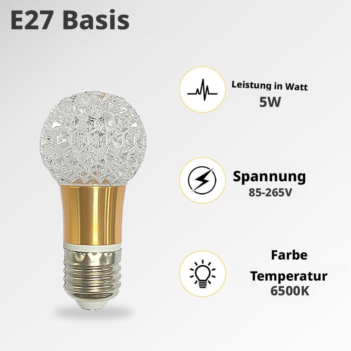 Kristallen Lamp 5W Edison Schroef peerlamp 85-265V, 6500K Wit Licht, E27 Basis Professionele Decoratieve lichtbron (1 Stuk E27-B013)