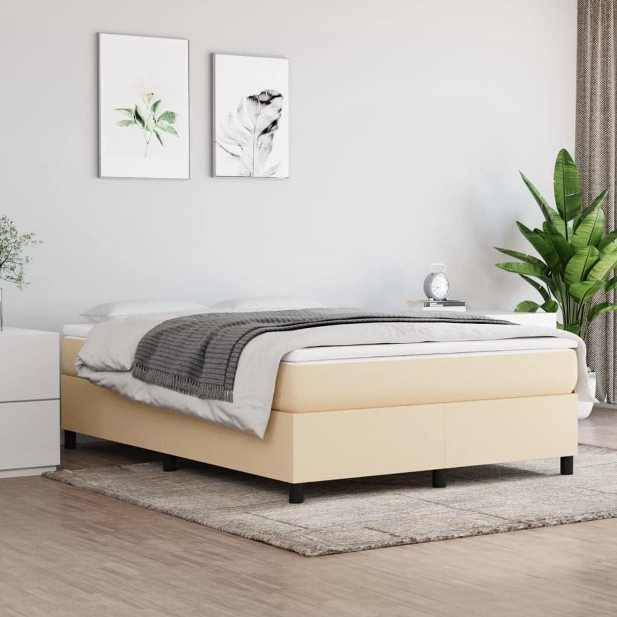 Stof boxspringbed crème 140x200 cm