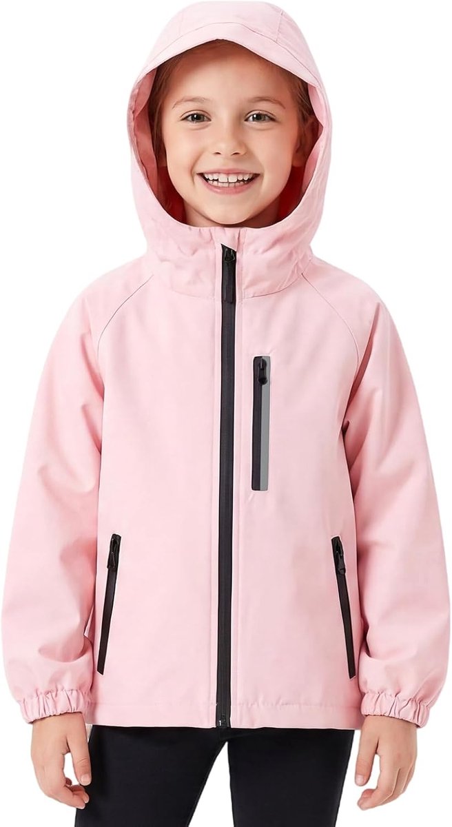 Regenjas Voor Kinderen Reflecterende Meisjes Tussenjas Met Capuchon Regenkleding Jongens Effen Windjack Wandel- En Outdoorjas Lentejas Voor Tieners Van 5-14 Jaar
