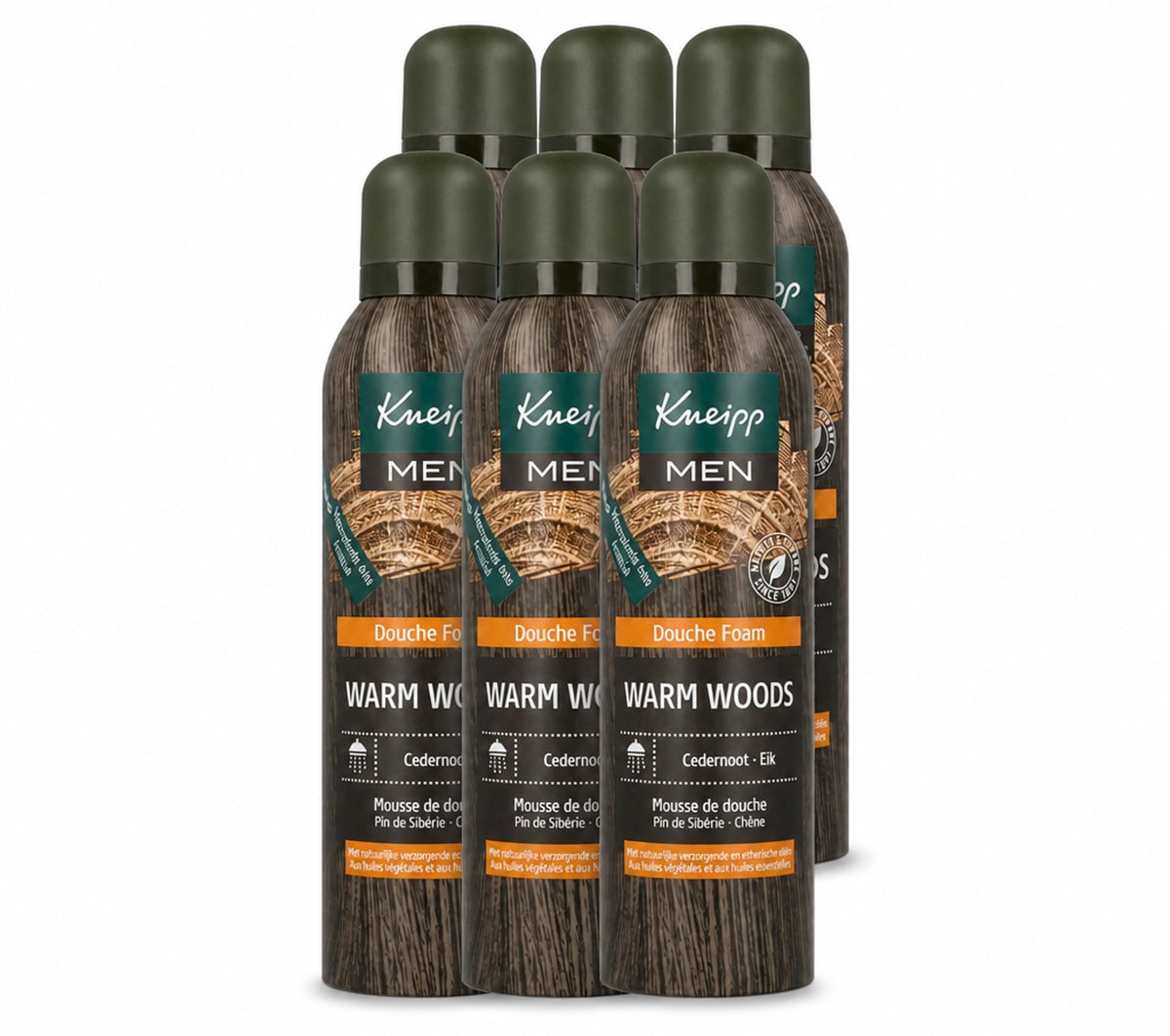 6 x Kneipp - Douche schuim - Men - Warm Woods - Warme houtgeur - 200 ml - Voordeelverpakking - 6 stuks