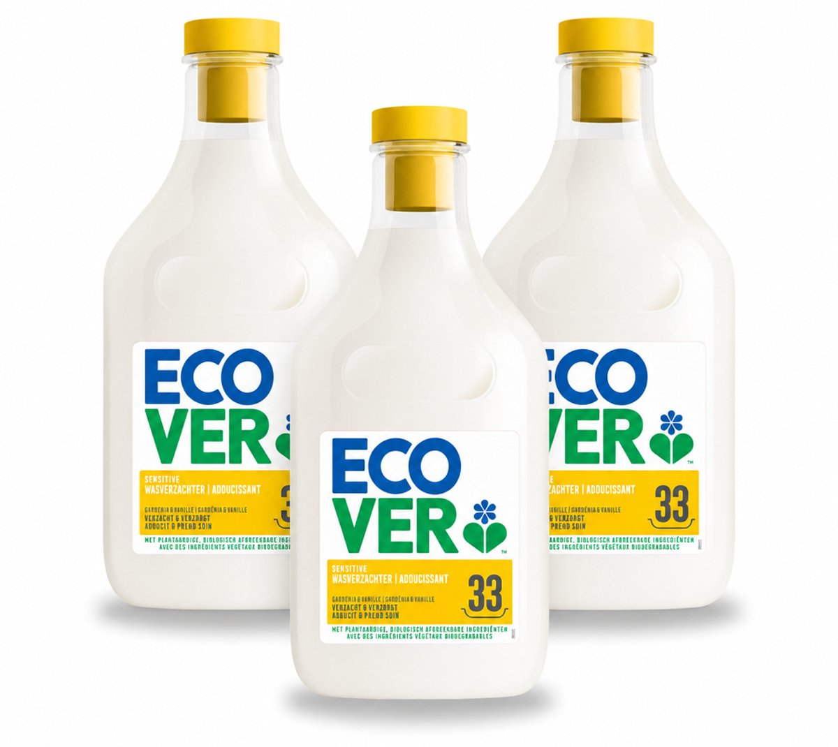 3 x Ecover - Wasverzachter - Gardenia - 1 liter - 33 wasbeurten - Voordeelverpakking - 3 stuks