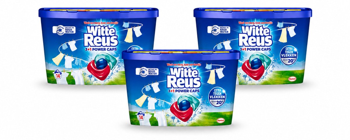 3 x Witte Reus - Wasmiddel - Power Caps 3+1 - 14 Capsules - Bulkverpakking - 3 stuks