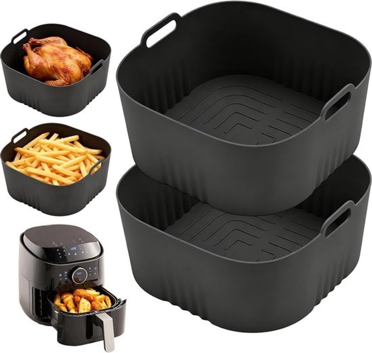 Set van 2 Siliconen Mallen voor Airfryer - Ideaal voor Bakken, Koken en Grillen, Geschikt voor 4.1L Modellen