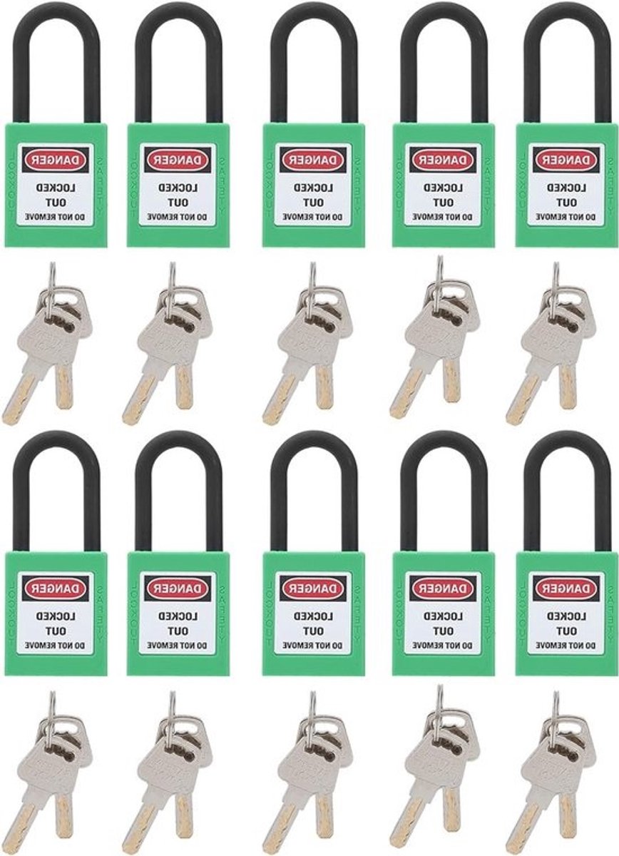 Set van 10 Lockout Tagout Labels voor Veiligheid op Bouwplaatsen, Ziekenhuizen en Industrieën