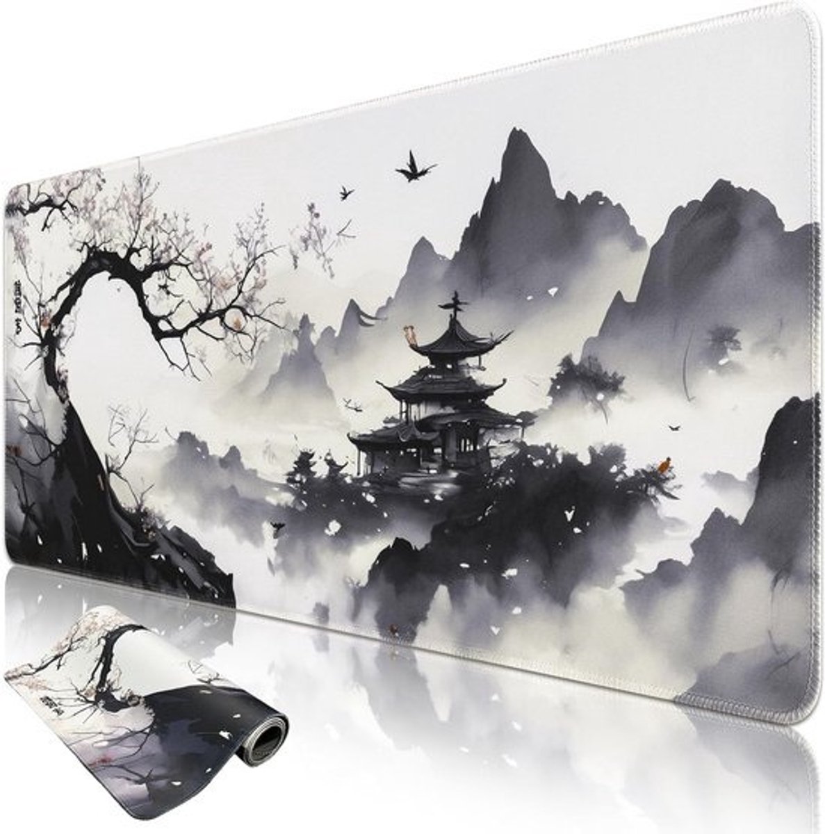Grote Gaming Muismat 900x400mm met Inktstijl, Antislip Rubber Ondergrond en Ideaal voor Gamers