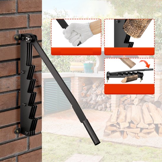 Aufun 2 Stucks Handmatige Houtklover - Zwart - Gietijzer Wandmontage Brandhoutkloofmachine met lange handgreep - Veilig houtkloven voor aanmaakhout. — afbeelding 2