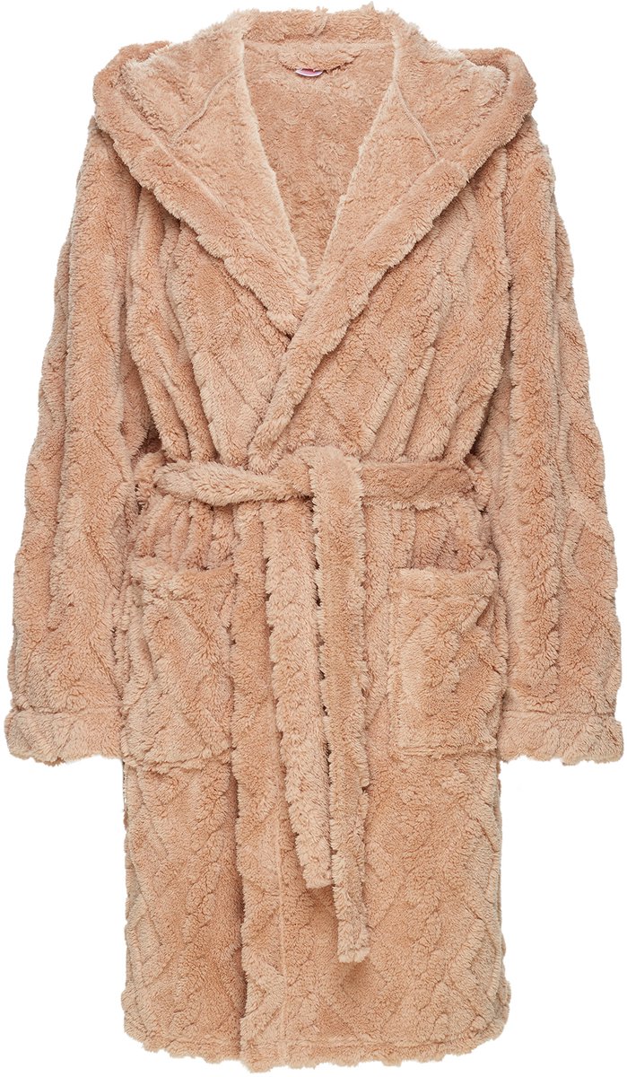 Henderson Fredda - Damesbadjas - Beige - Met capuchon - Met riem