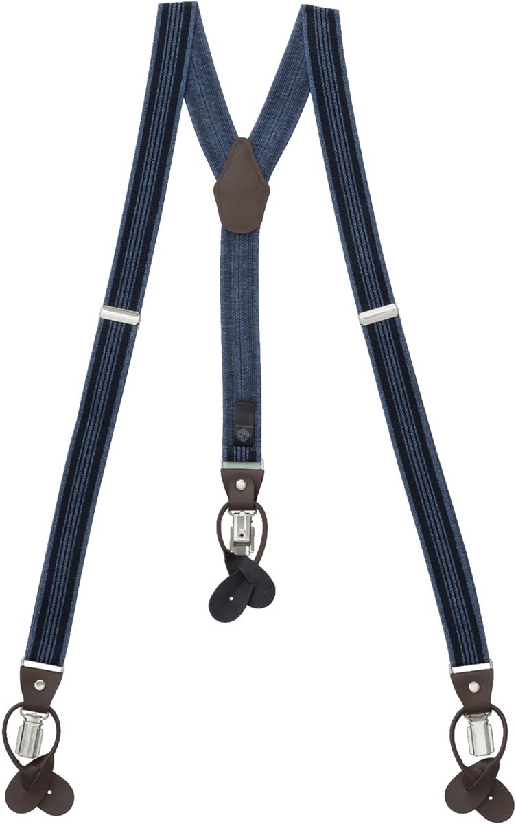 LINDENMANN heren bretels Y-vorm - blauw gestreept