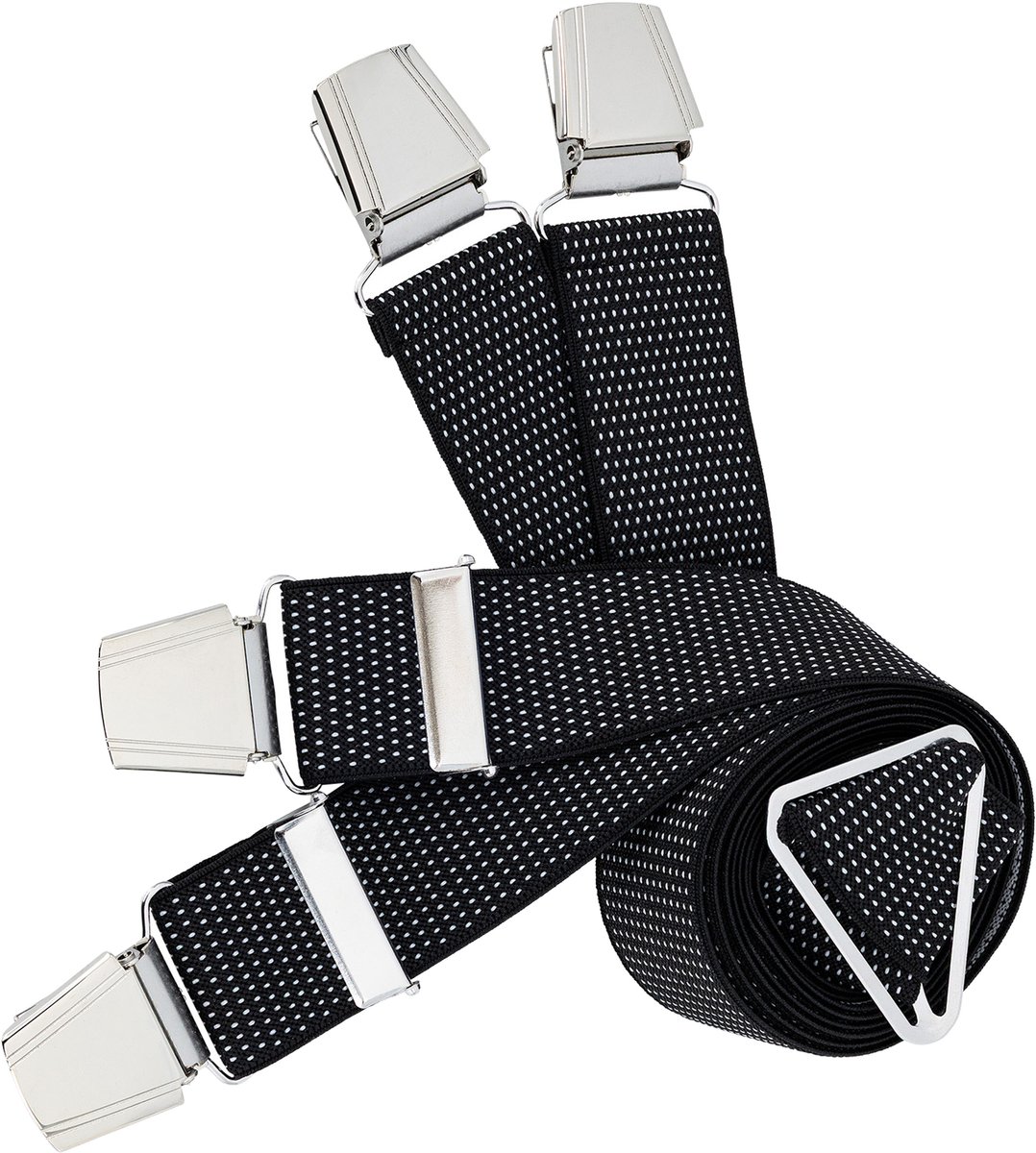 LINDENMANN heren bretels met extra sterke clips X-vorm - zwart gestipt