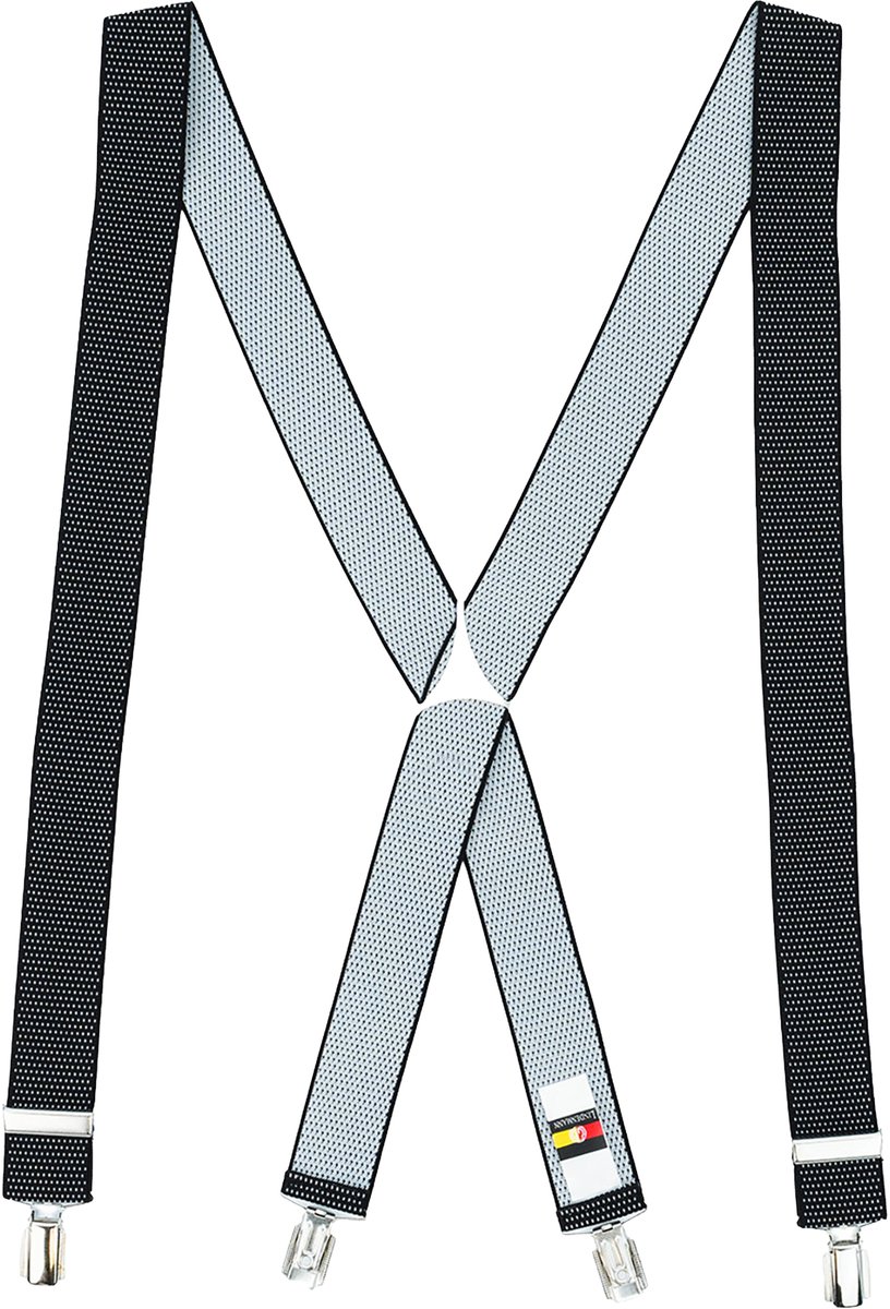 LINDENMANN heren bretels X-vorm - zwart gestipt