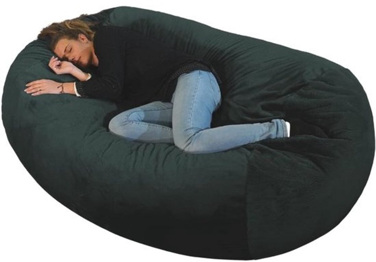 Grote XXL Zitzak - Comfortabel en Machinewasbaar - Ideaal voor Slaapkamer en Woonkamer - Milieuvriendelijk met Opgewaardeerde Schuimvulling (160 x 90 x 60 cm, Zwart)