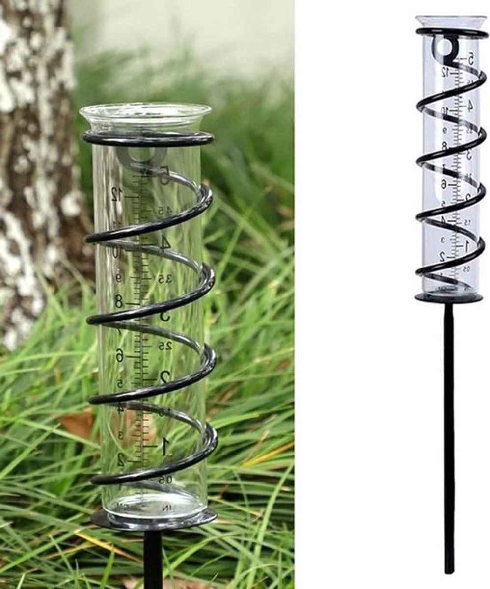 Tuin Frostproof Outdoor Regen Gauge met spiraalvormige metalen staak