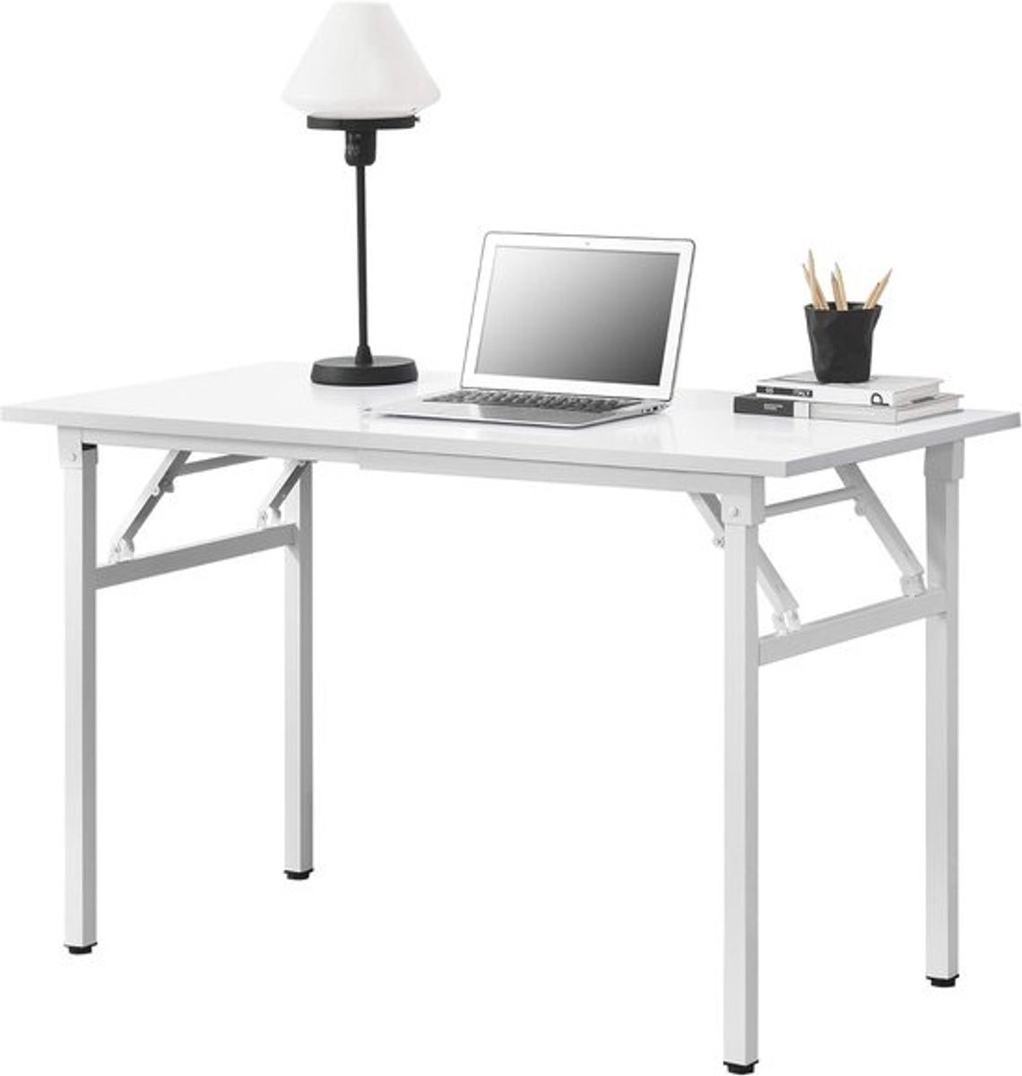 Opvouwbare en verstelbare eettafel bureau 120x60 cm in wit