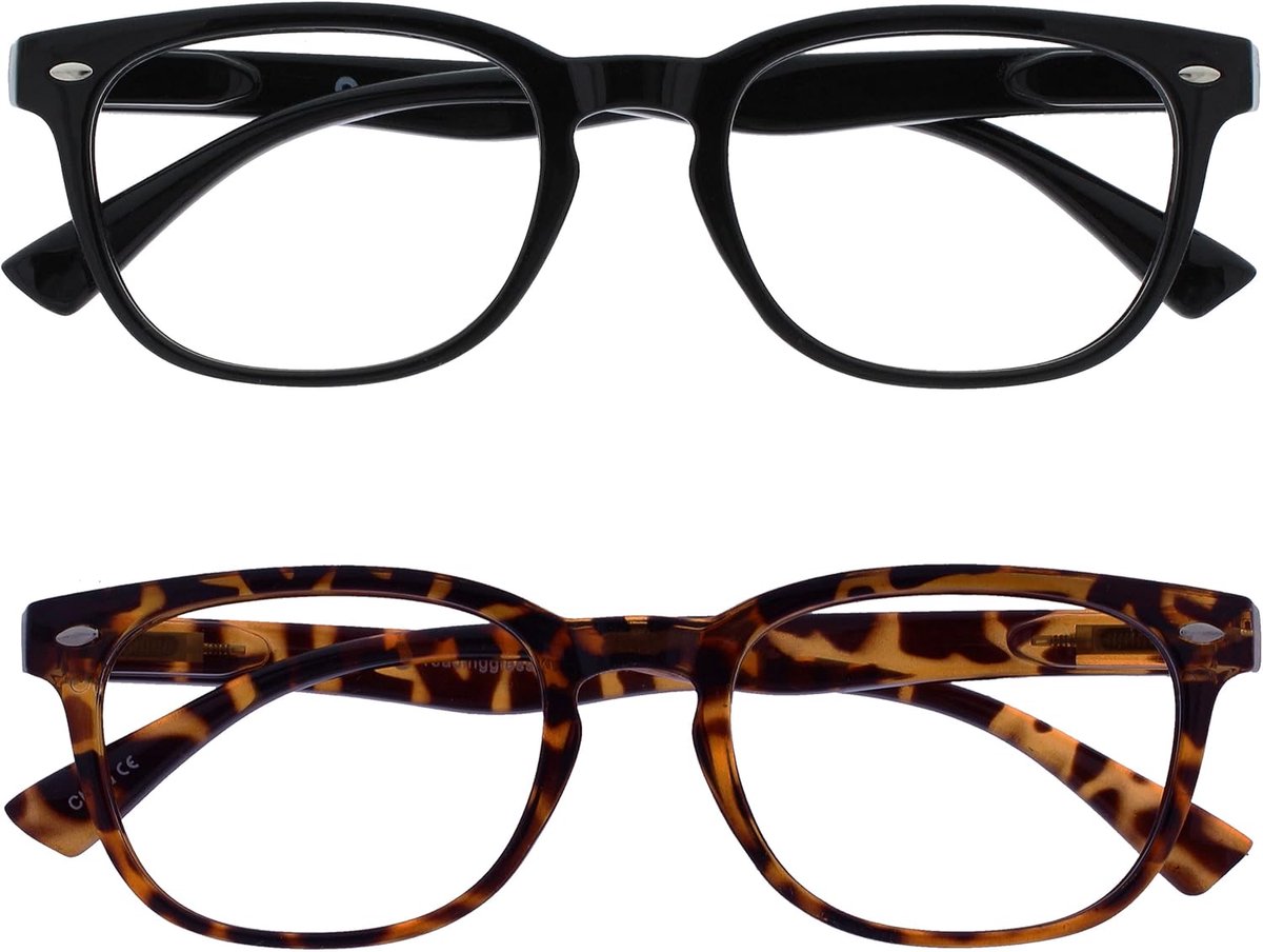 Zwart & Bruine Schildpad Lezers 2 Stuks Gregory Peck-Stijl Mannen Vrouwen Scharnieren Veer RR14-12T +1,00