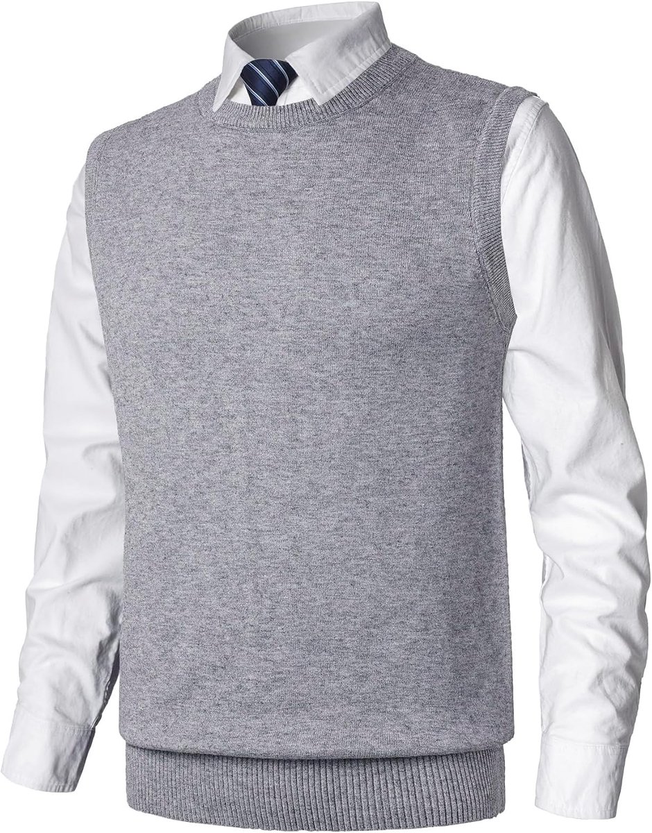 Slim Fit Gebreide V-hals en Ronde Hals Mouwloos Vest Klassieke Zakelijke Gebreide Truien Truien Gilet Mouwloze Truien Tank Top V-hals Trui Vest met Geribbelde Rand