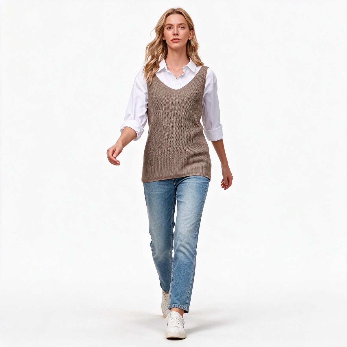Imily Bela Dames Lange Tanktop met V-hals en Losse Pasvorm