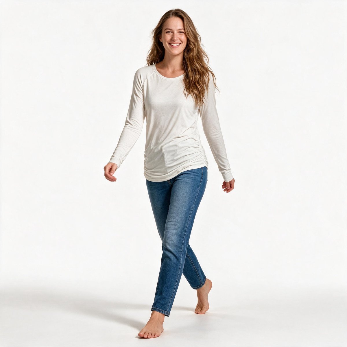 Imily Bela Dames Basic Top met Ronde Hals en Lange Mouwen
