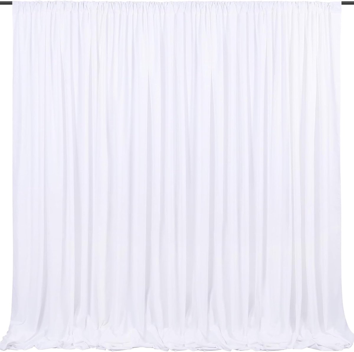 150 x 300 cm witte achtergrondgordijn, 2 stuks feestachtergrondgordijn voor doop, bruiloft, bruidsdouche, verjaardag, afstudeerfeest, school, feestdecoratie