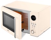 MEDION retro magnetron (20 liter, ca. 800 watt, 5 magnetronstanden, 8 automatische programma's, digitaal display, ontdooifunctie, compact, MD15000) beige