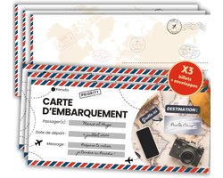 Kraskaart voor reizen, verrassing + bedrukte envelop, personaliseerbare instapkaart om cadeau te geven in het Frans, vliegticket, aankondiging, cadeau voor verjaardag, Kerstmis, EVJF & EVG, heren en