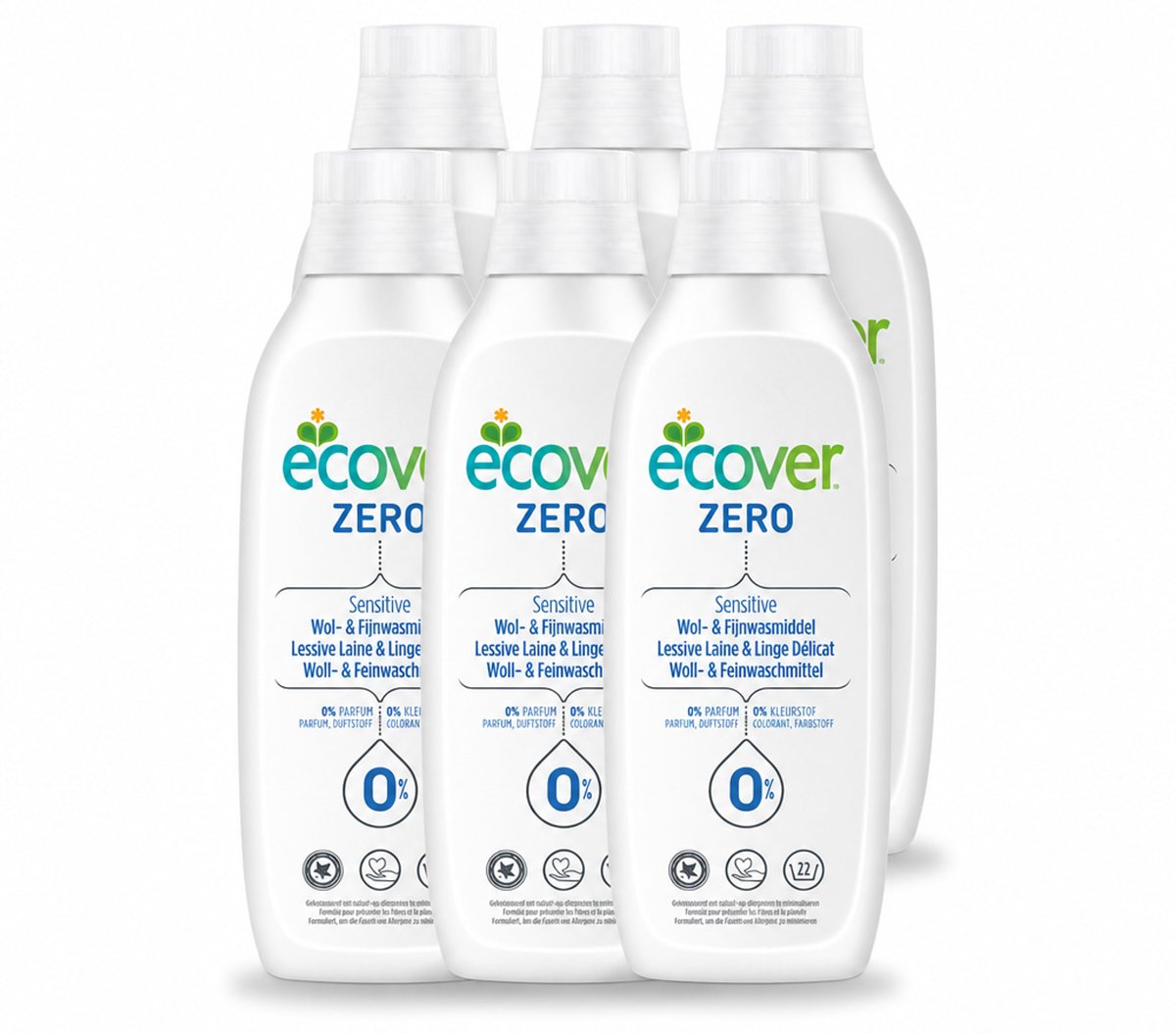 6 x Ecover - Vloeibaar wasmiddel - Wol & Fijnwas - 1 liter - Voordeelverpakking - 6 stuks