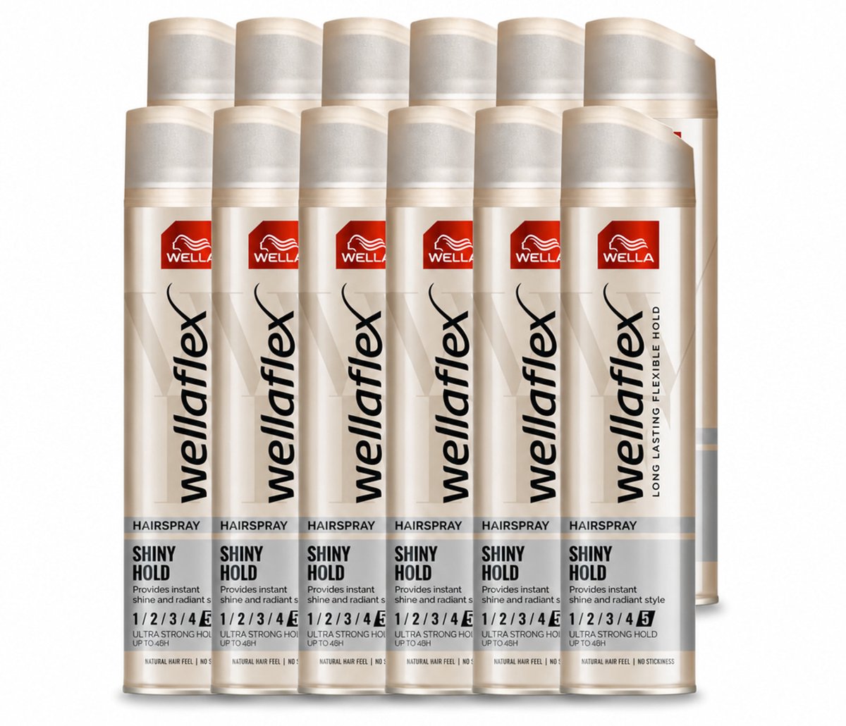 12 x Wella – Flex Shine Ultra Strong – Haarspray – 250 ml - Voordeelverpakking - 12 stuks