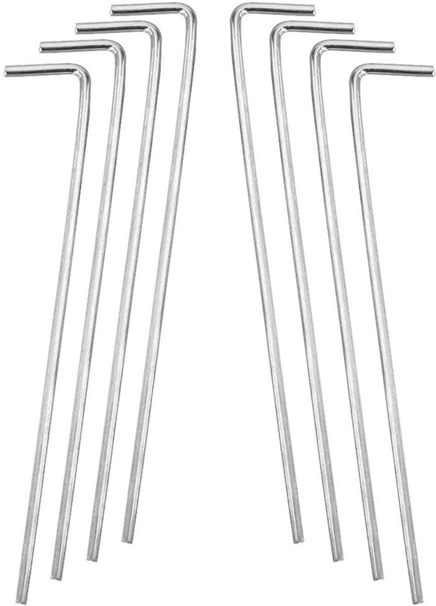 Tentpakken 20 stuks galvaniseerd massief staal L-vormige tenthaak 5.9in, roestvrije metalen haak, stapels voor planten en tuinbroeiing, kampspijkers voor het bevestigen van tenten