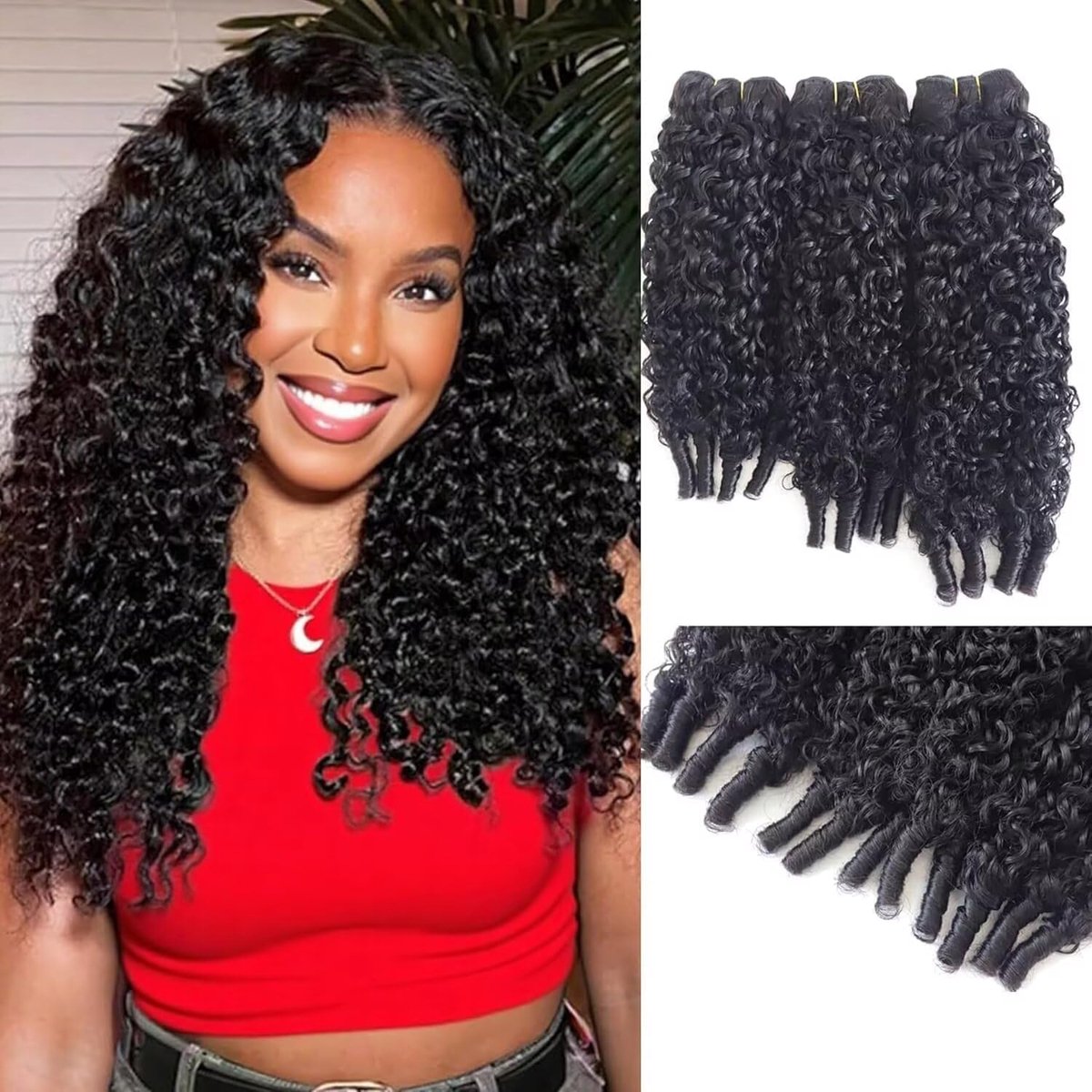 100% Virgin Human Hair Burmese Kinky Curly Bundles, Double Weft, High-Density, No Tangling No Shedding, Dyeable and Bleachable 18 18 18 inch