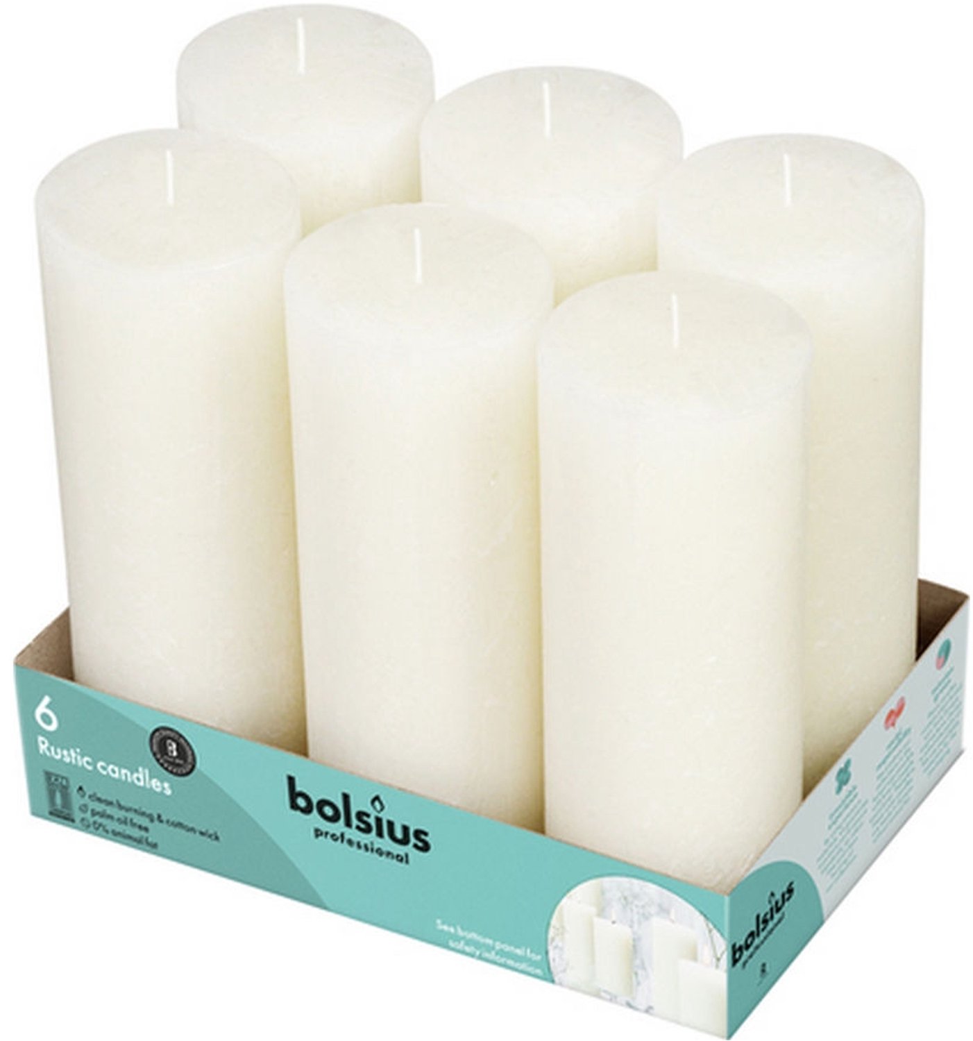 Bolsius | Rustieke Stompkaarsen 190/68 | Soft Pearl | 6 stuks | Omdoos 2x