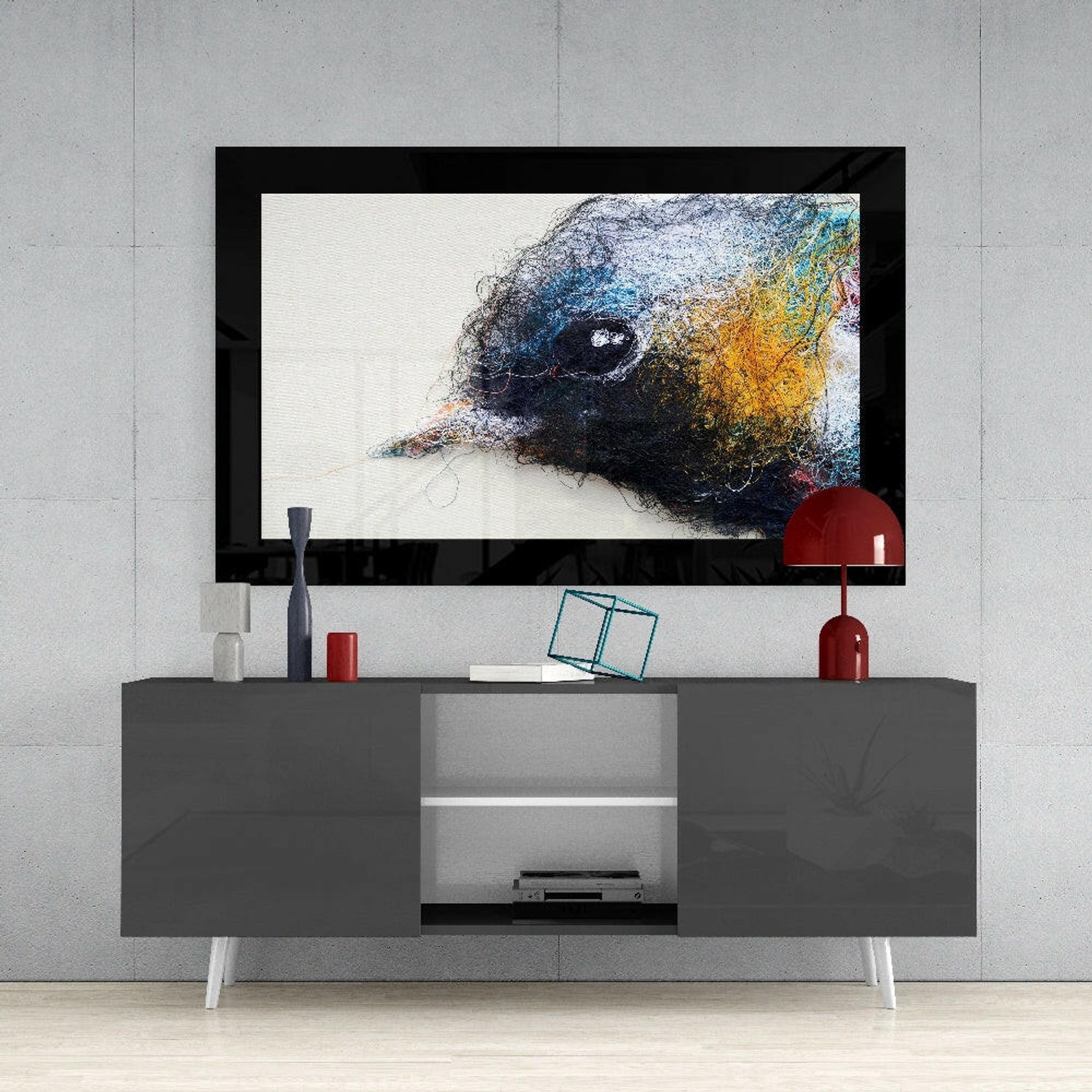Glasschilderij – Schattige Vogel – Eigentijdse Wanddecoratie