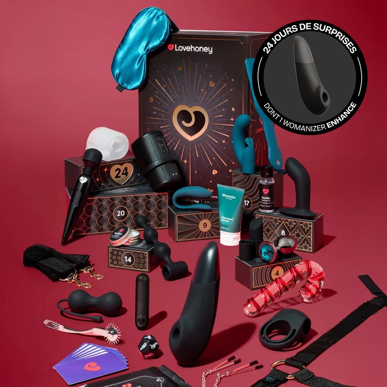 Erotische adventskalender 2026 voor volwassenen en koppels - Luxury - Lovehoney x Womanizer - 24 sensuele verrassingen - Womanizer Enhance, verbonden We-Vibe Sync Lite, Arcwave Zing - seksspeeltjes voor hem en haar - ondeugend kerstcadeau